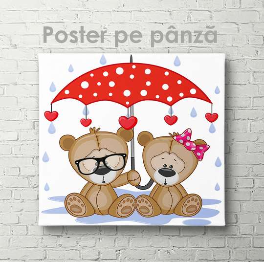 Poster - Two under an umbrella, 40 x 40 см, Canvas on frame