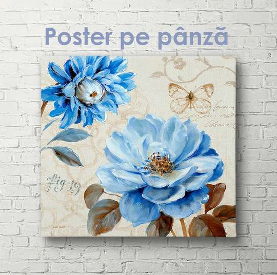 Poster, Floare albastră de epocă, 40 x 40 см, Panza pe cadru