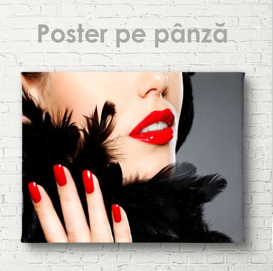 Poster - Manichiură roșie, 45 x 30 см, Panza pe cadru, Nude