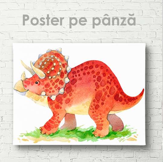 Постер - Динозавр в акварели 2, 45 x 30 см, Холст на подрамнике