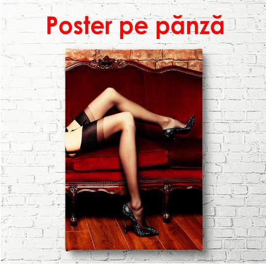 Постер - Девушка в чулках, 60 x 90 см, Постер в раме, Ню
