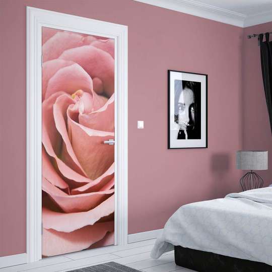 Stickere 3D pentru uși, Trandafirul roz, 60 x 90cm, Autocolant pentru Usi