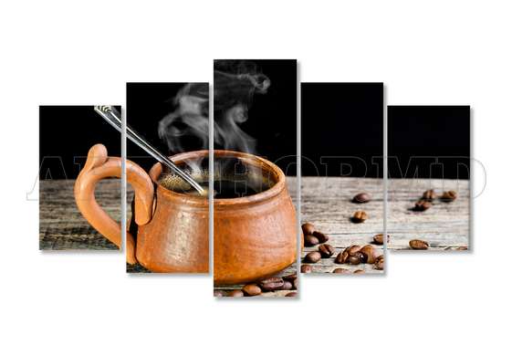 Modular picture, Brown coffee cup., 108 х 60