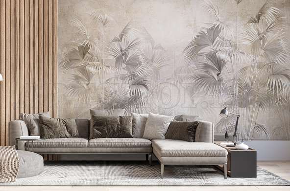 Wall mural - Pale tropical leaves