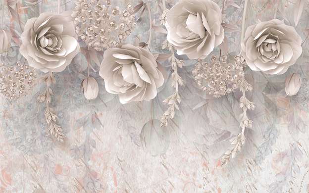 Wall Mural - Delicate pale pink floral patterns