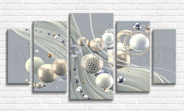 Modular picture, Spheres on abstract background, 206 x 115