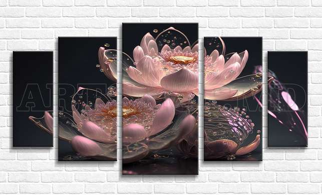 Modular picture, Pink flowers, 108 х 60