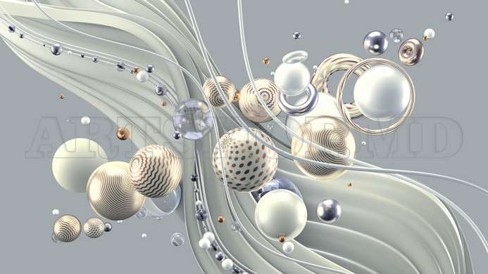 Modular picture, Spheres on abstract background, 206 x 115