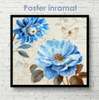 Постер - Голубой винтажный цветок, 100 x 100 см, Постер на Стекле в раме, Прованс