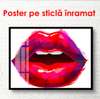 Poster - Pink lips on a white background, 100 x 100 см, Framed poster, Minimalism