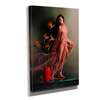 Постер - Девушка с экзотическими цветами, 30 x 45 см, Холст на подрамнике, Живопись