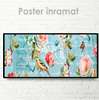 Poster - Roses, bird and butterflies, 90 x 30 см, Canvas on frame