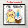 Постер - Цыпленок поздравляет с днем рожденья, 100 x 100 см, Постер в раме, Для Детей