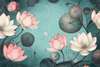 Modular picture, Pink lotus on blue background, 108 х 60