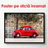 Постер - Красный автомобиль возле стены, 90 x 60 см, Постер в раме, Транспорт