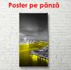 Poster - Night city, 50 x 150 см, Framed poster on glass, Black & White