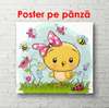 Poster - Yellow chicken, 100 x 100 см, Framed poster on glass, For Kids
