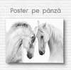 Постер, Белые лошади, 90 x 60 см, Постер на Стекле в раме, Животные