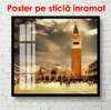 Poster - Turnul în orașul vechi, 100 x 100 см, Poster înrămat, Vintage