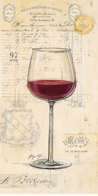 Постер - Бокал красного вина, 50 x 150 см, Постер на Стекле в раме, Прованс