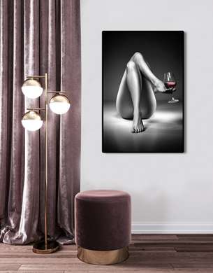 Постер - Бокал красного вина, 60 x 90 см, Постер на Стекле в раме