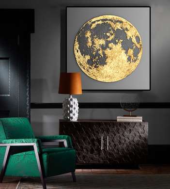 Poster - Golden Moon, 40 x 40 см, Canvas on frame