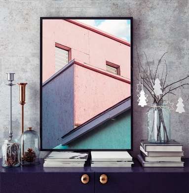 Poster - Casă roz, 60 x 90 см, Poster inramat pe sticla, Minimalism