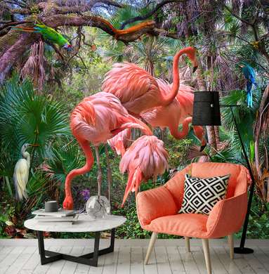 Wall Mural - Flamingos in the jungle