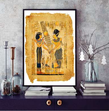 Poster - Pictura egipteană pe papirus, 60 x 90 см, Poster înrămat, Vintage