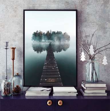 Poster - Podul către insulă, 60 x 90 см, Poster inramat pe sticla