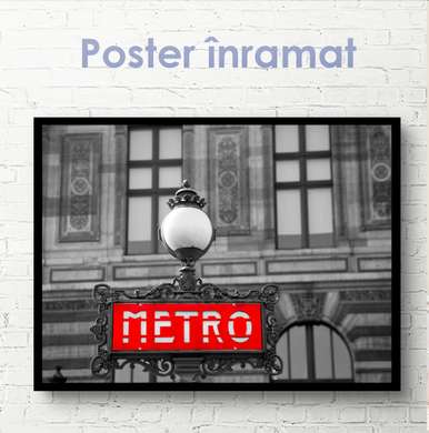 Постер - Метро, 45 x 30 см, Холст на подрамнике, Черно Белые