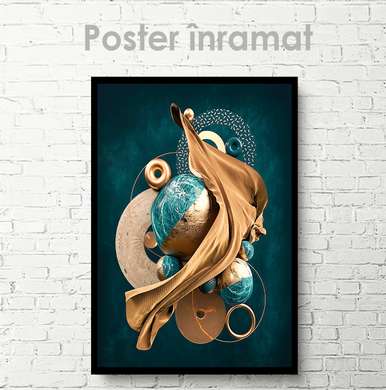 Poster - Abstract circles and spheres, 60 x 90 см, Framed poster on glass, Abstract