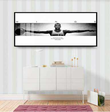 Poster - Wings of Michael Jordan, 90 x 45 см, Framed poster on glass, Sport