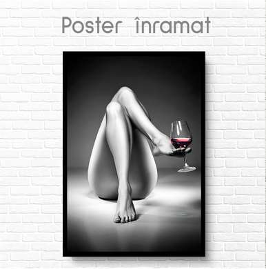 Poster - Pahar de vin rosu, 60 x 90 см, Poster inramat pe sticla