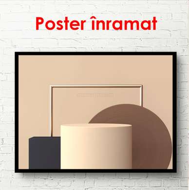 Poster - Forme geometrice în culori palide, 90 x 60 см, Poster inramat pe sticla, Minimalism