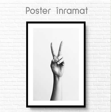 Poster - Hand, 60 x 90 см, Framed poster on glass