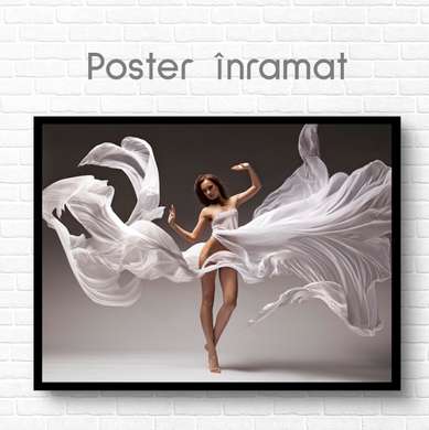 Poster - O fată într-o rochie, 90 x 60 см, Poster inramat pe sticla