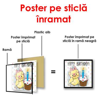 Poster - O zi de naștere fericită, 100 x 100 см, Poster înrămat, Pentru Copii