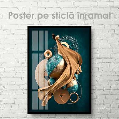 Постер - Абстрактные круги и сферы, 60 x 90 см, Постер на Стекле в раме