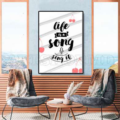 Poster - Life is a song - sing it, 30 x 45 см, Canvas on frame, Quotes