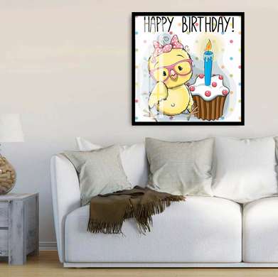 Poster - Happy Birthday from Chicken, 100 x 100 см, Framed poster