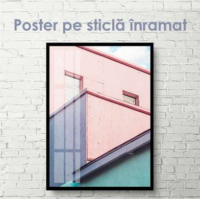 Poster - Casă roz, 60 x 90 см, Poster inramat pe sticla, Minimalism