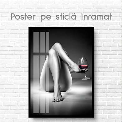 Постер - Бокал красного вина, 60 x 90 см, Постер на Стекле в раме