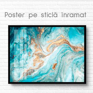 Постер - Морские волны, 90 x 60 см, Постер на Стекле в раме, Флюид Арт