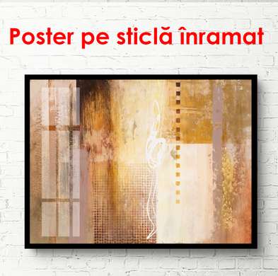 Постер - Золотистая текстура дерева, 90 x 60 см, Постер в раме, Абстракция