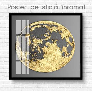 Poster - Lună de aur, 100 x 100 см, Poster inramat pe sticla, Glamour