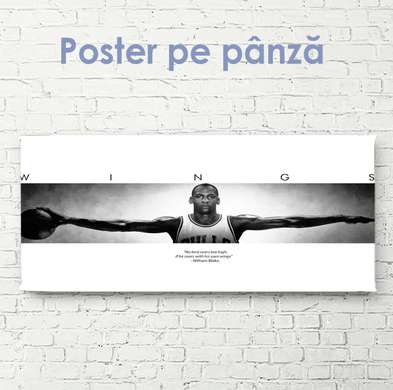 Poster - Wings of Michael Jordan, 90 x 45 см, Framed poster on glass, Sport