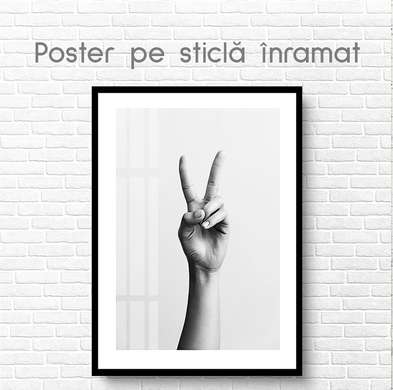 Poster - Hand, 60 x 90 см, Framed poster on glass