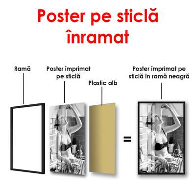 Постер - Модель кушает спагетти, 60 x 90 см, Постер в раме, Личности