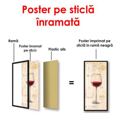 Poster - Glass of red wine, 50 x 150 см, Framed poster, Provence